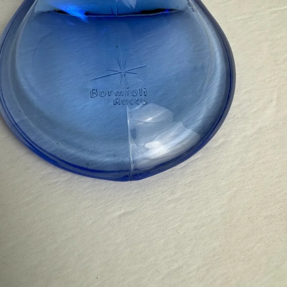 Bormioli Rocco Jerba Blue Wine Martini Glass  w/ wing Made in  Italy